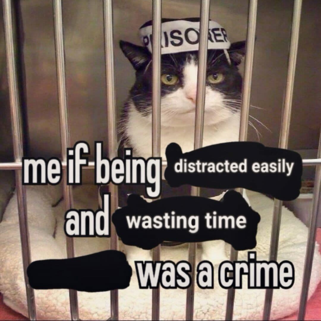 me if being distracted easily and wasting time was a crime