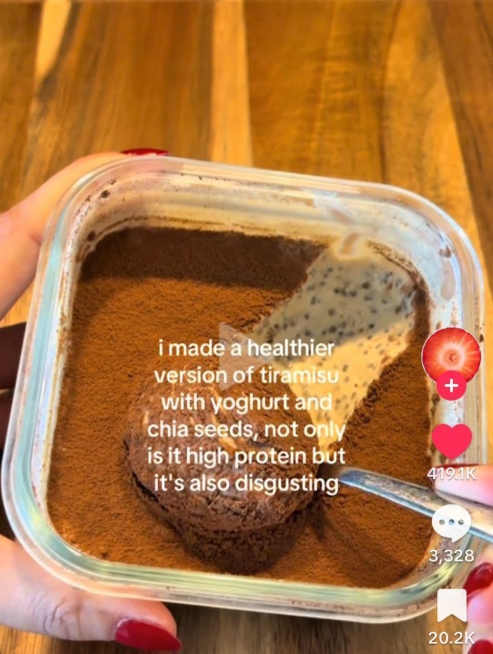 i made a healthier version of tiramisu with yoghurt and chia seeds, not only is it high protein but it's also disgusting