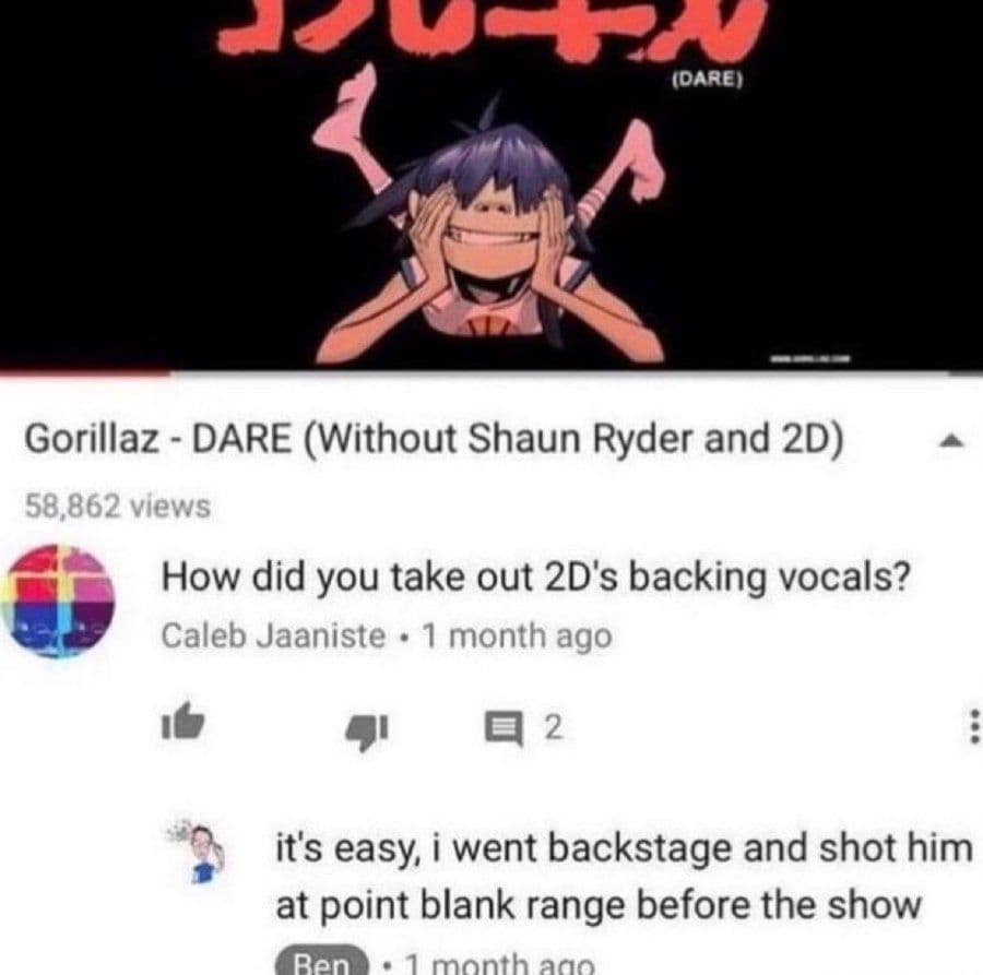 how did you take out 2d's backing vocals?