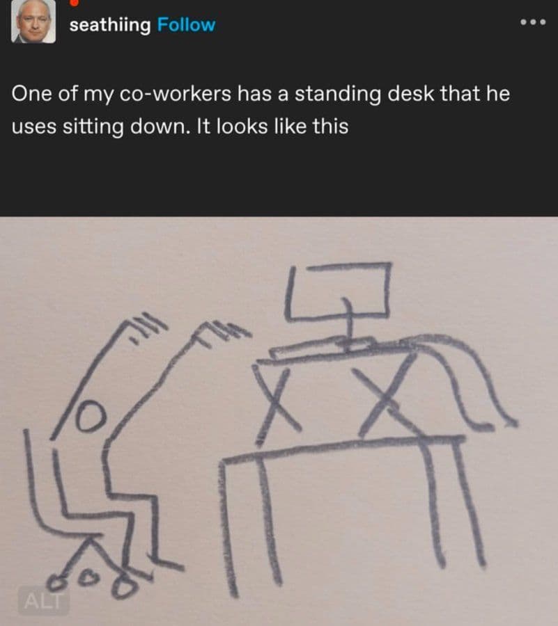 one of my co-workers has a standing desk that he uses sitting down