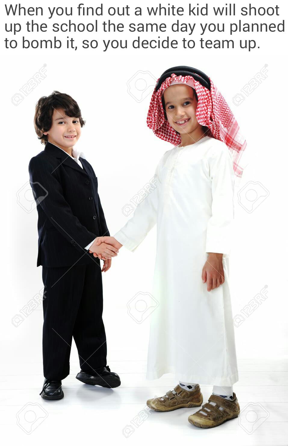 when you find out a white kid will shoot up the school the same day you planned to bomb it, so you decide to team up.