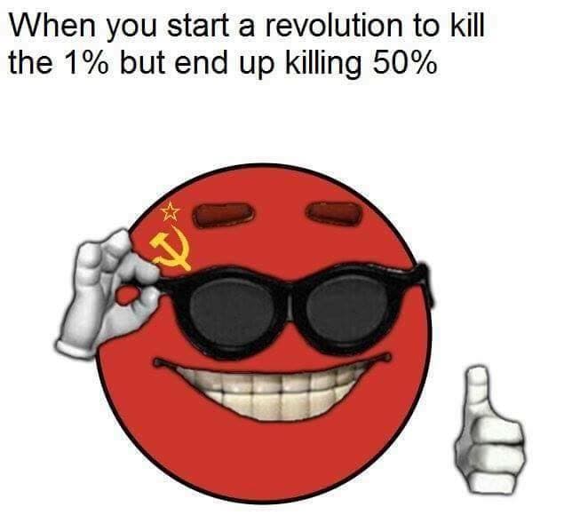 when you start a revolution to kill the 1% but end up killing 50%