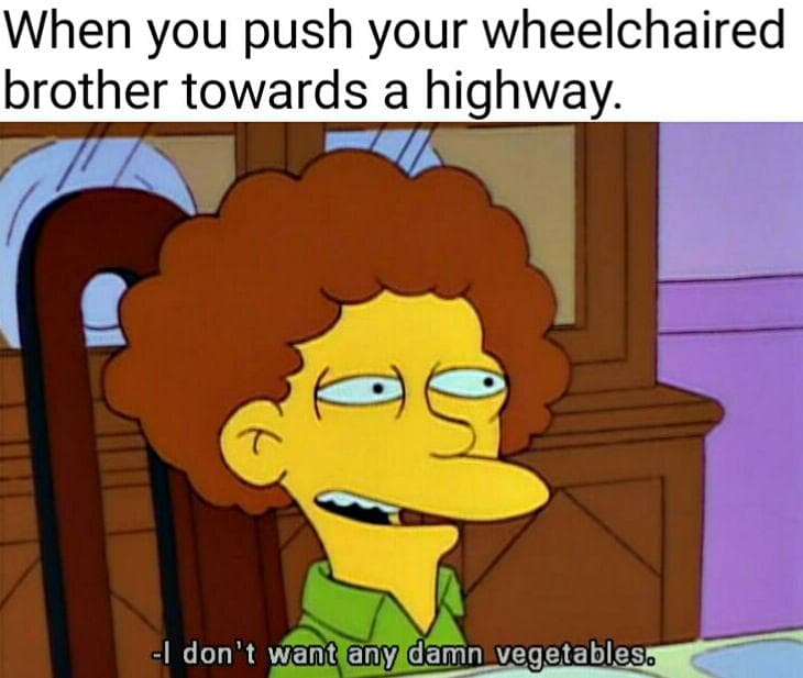 when you push your wheelchaired brother towards a highway.