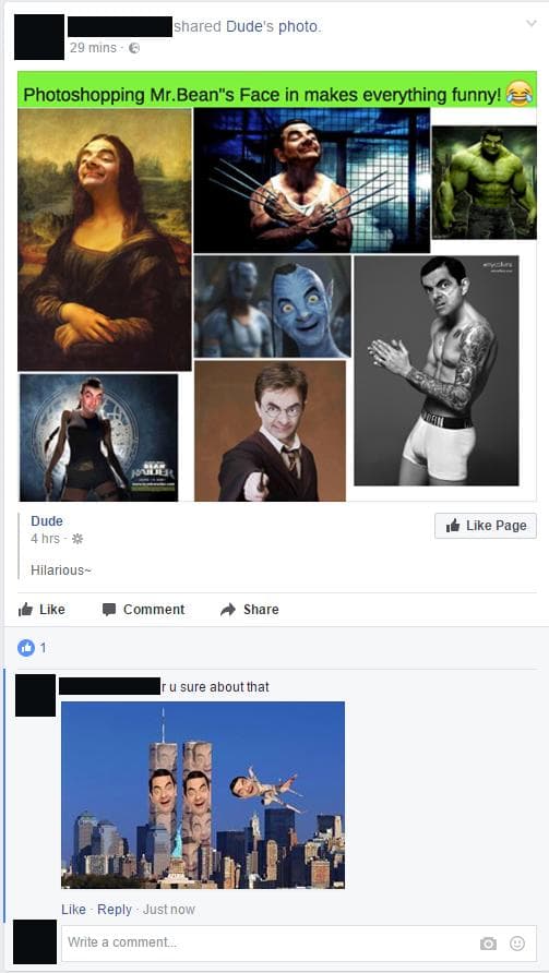 photoshopping mr. bean's face in makes everything funny!