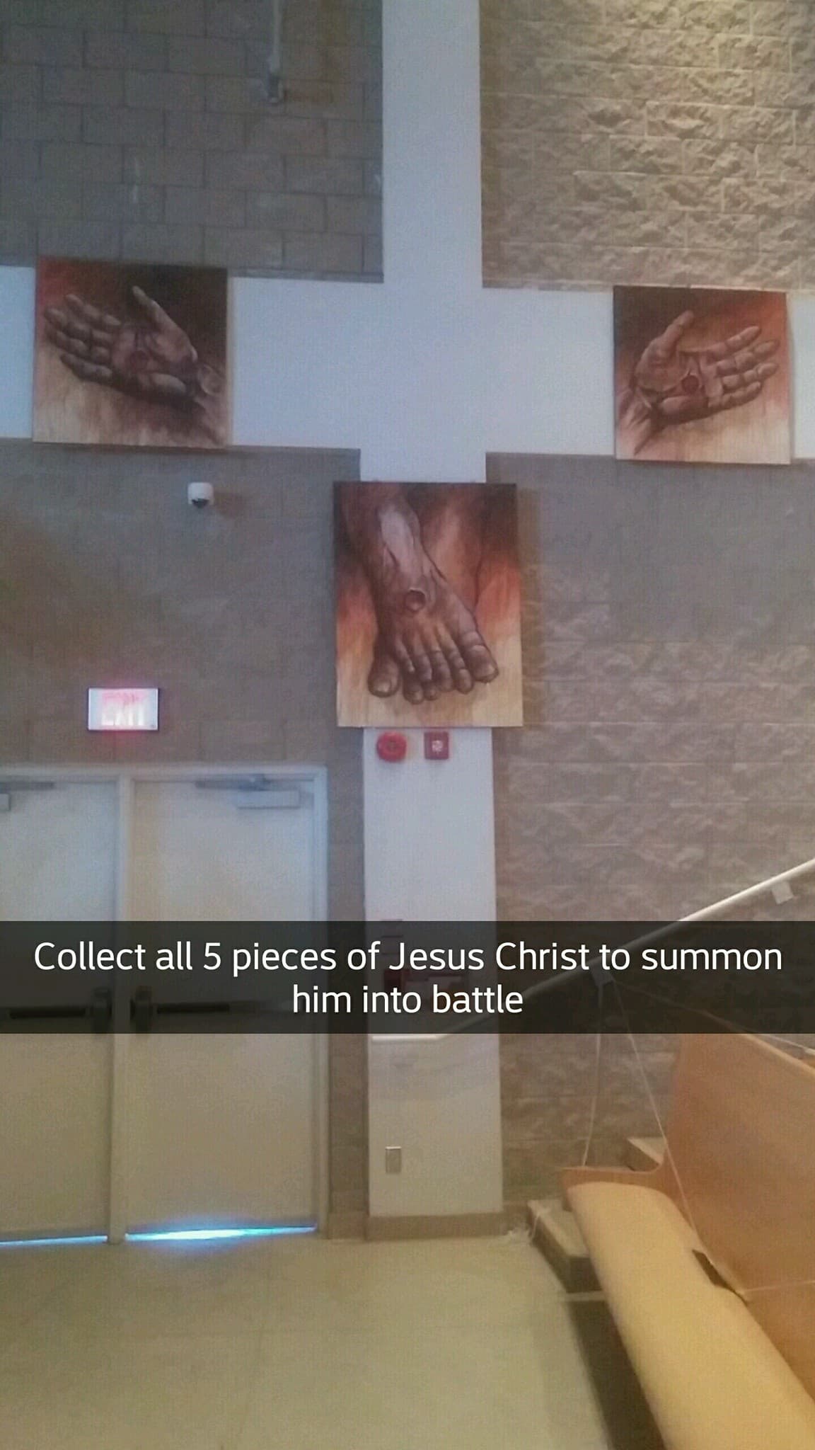 collect all 5 pieces of jesus christ to summon him into battle