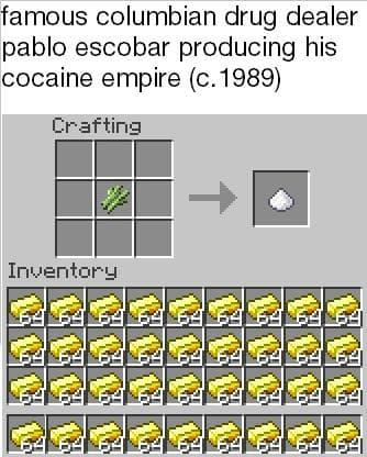 famous columbian drug dealer pablo escobar producing his cocaine empire (c.1989)