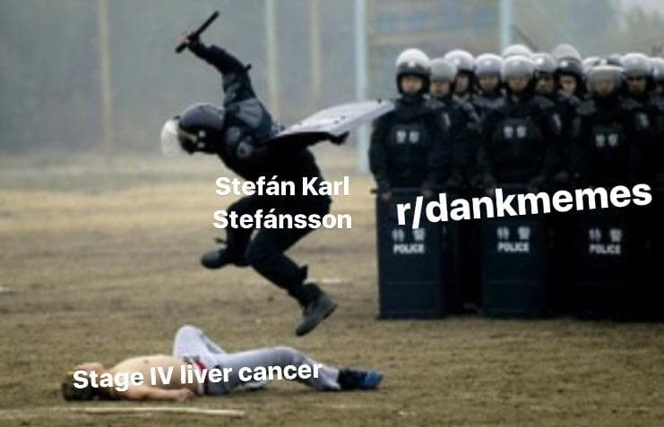 stefán karl stefánsson jumps to attack stage iv liver cancer while r/dankmemes watches