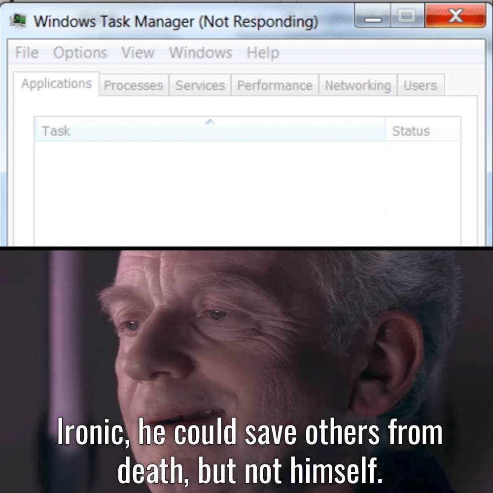 windows task manager (not responding)