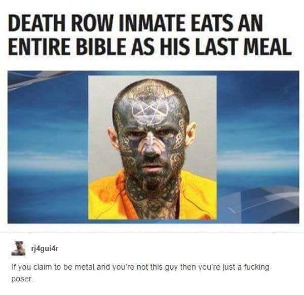 death row inmate eats an entire bible as his last meal