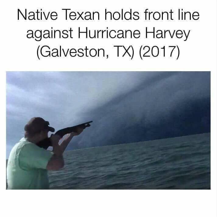native texan holds front line against hurricane harvey (galveston, tx) (2017)