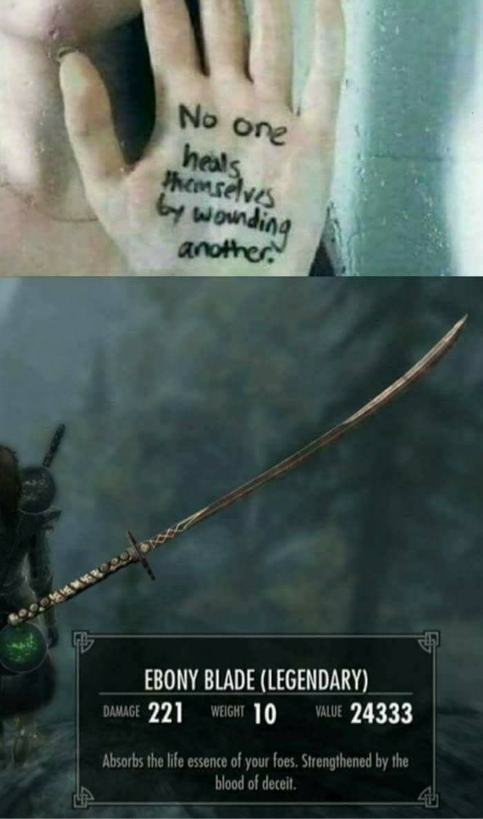 no one heals themselves by wounding another.
