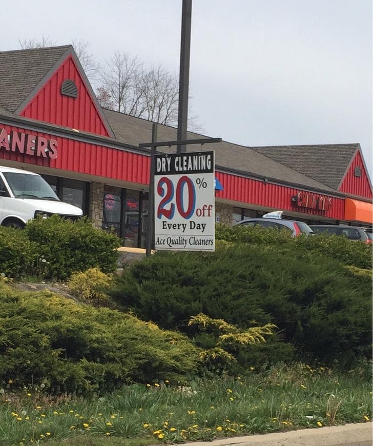 dry cleaning 20% off every day
