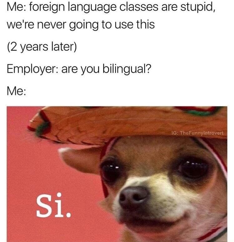 me: foreign language classes are stupid, we're never going to use this