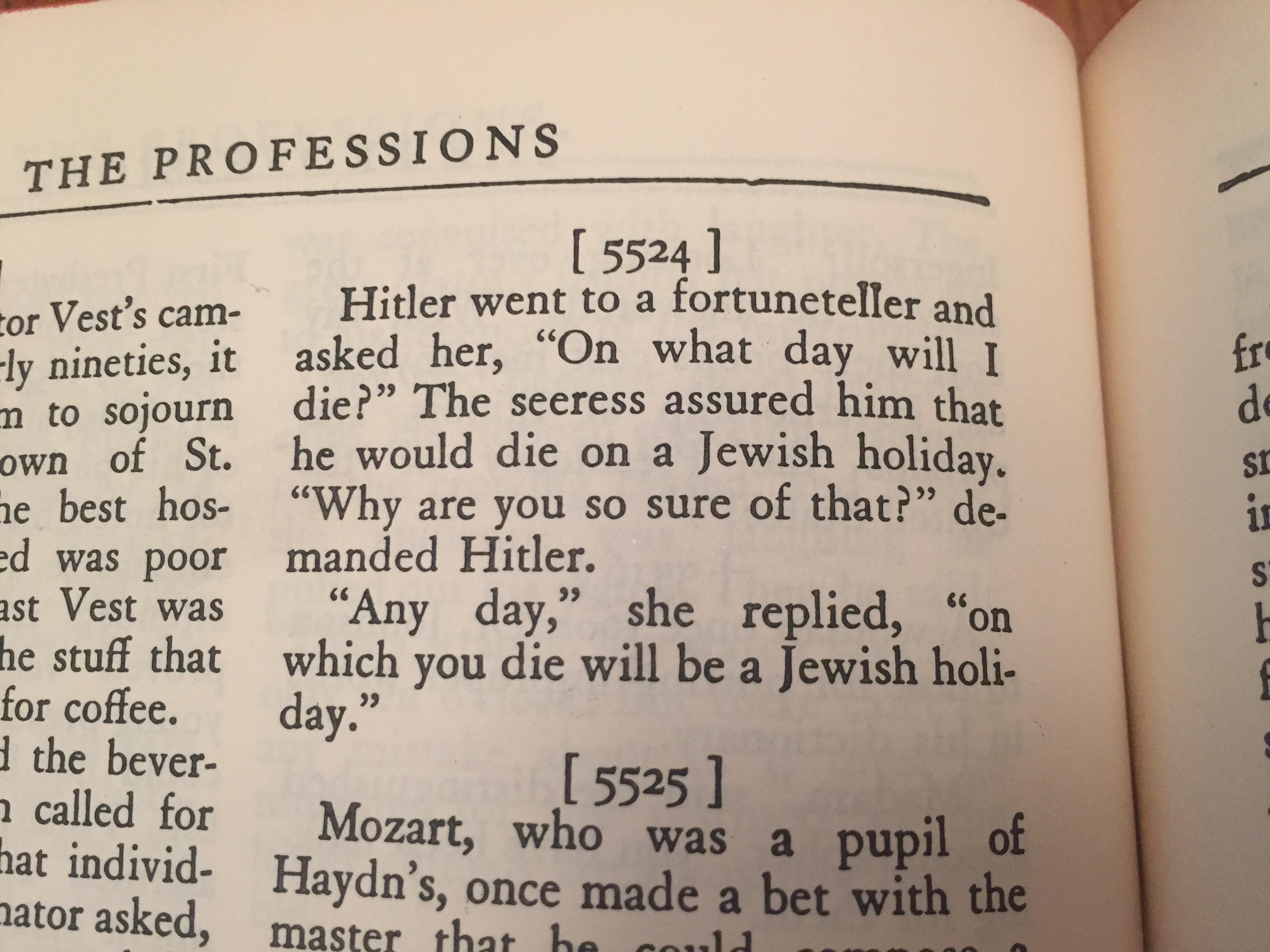 hitler went to a fortuneteller and asked her, "on what day will i die?"