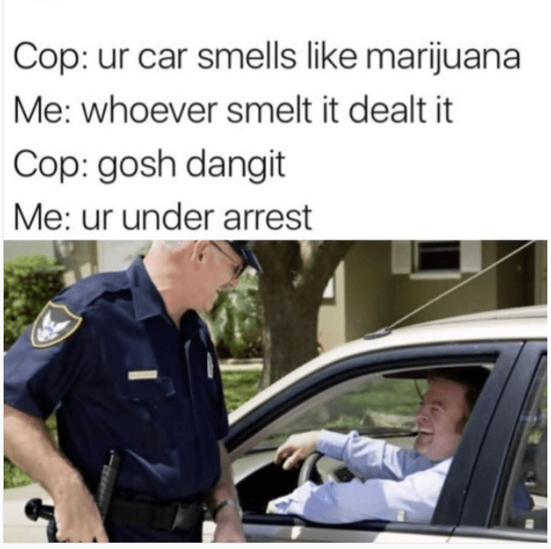 cop: ur car smells like marijuana
