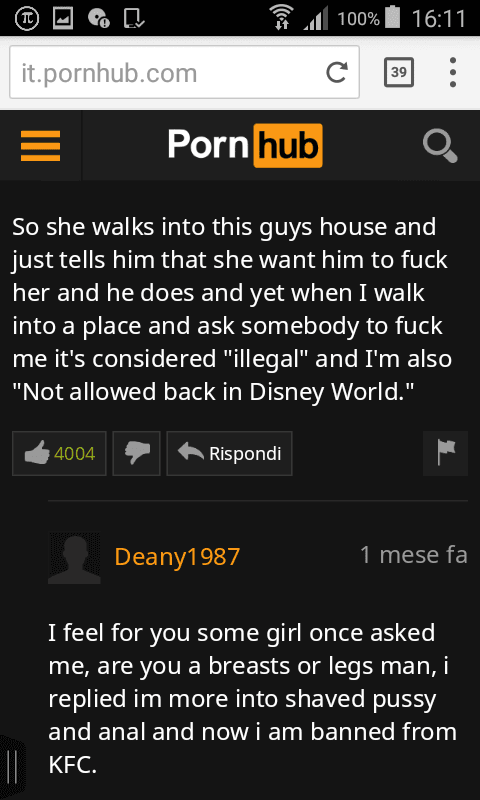 so she walks into this guys house and just tells him that she want him to fuck her and he does and yet when i walk into a place and ask somebody to fuck me it's considered "illegal" and i'm also "not allowed back in disney world."