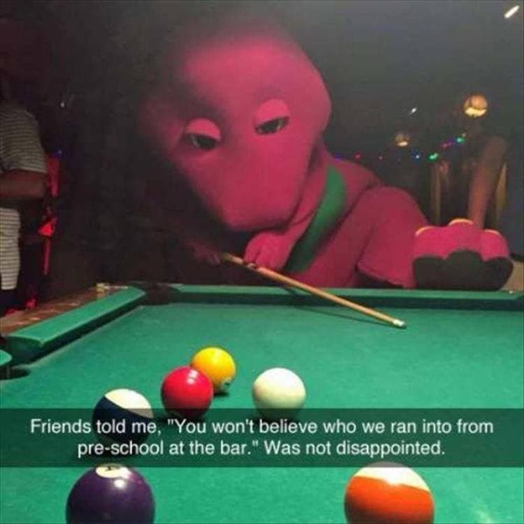friends told me, "you won't believe who we ran into from pre-school at the bar."