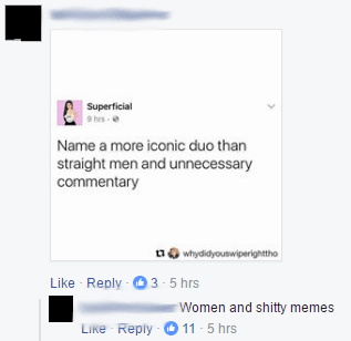 name a more iconic duo than straight men and unnecessary commentary