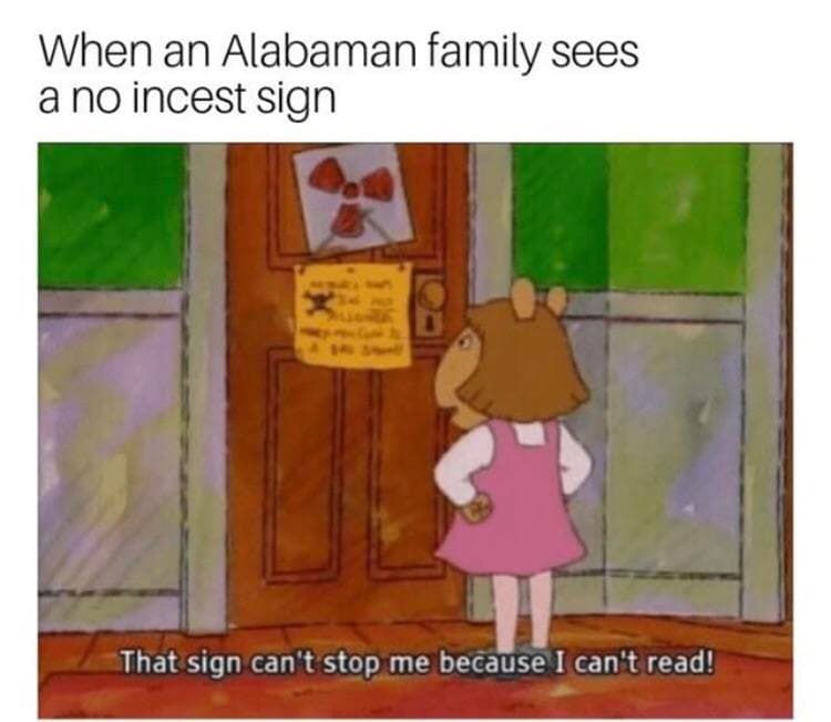 when an alabaman family sees a no incest sign