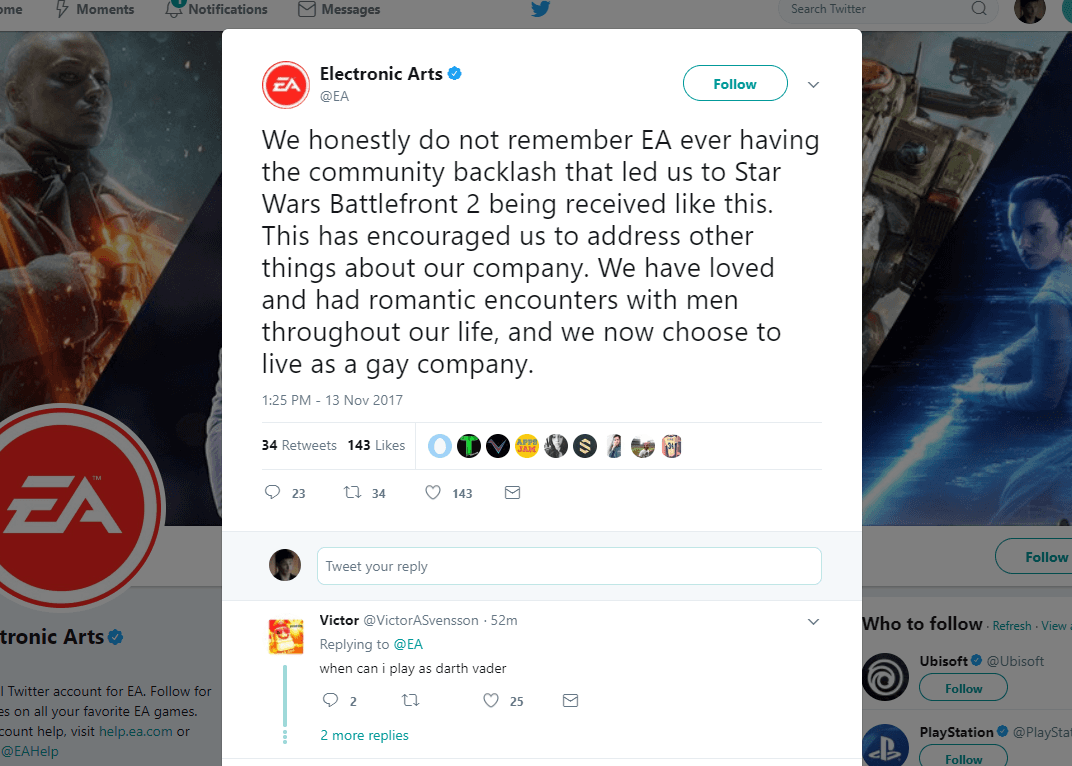 we honestly do not remember ea ever having the community backlash that led us to star wars battlefront 2 being received like this.