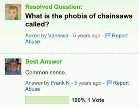 what is the phobia of chainsaws called?