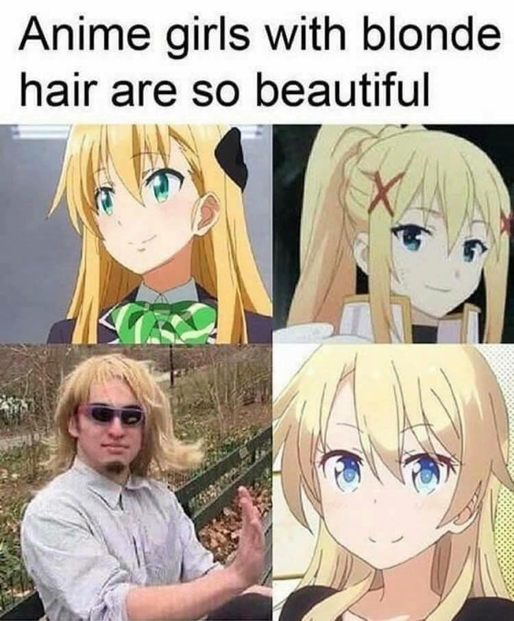 anime girls with blonde hair are so beautiful
