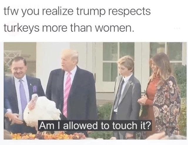 tfw you realize trump respects turkeys more than women.