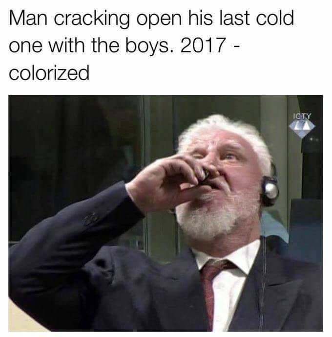 man cracking open his last cold one with the boys.