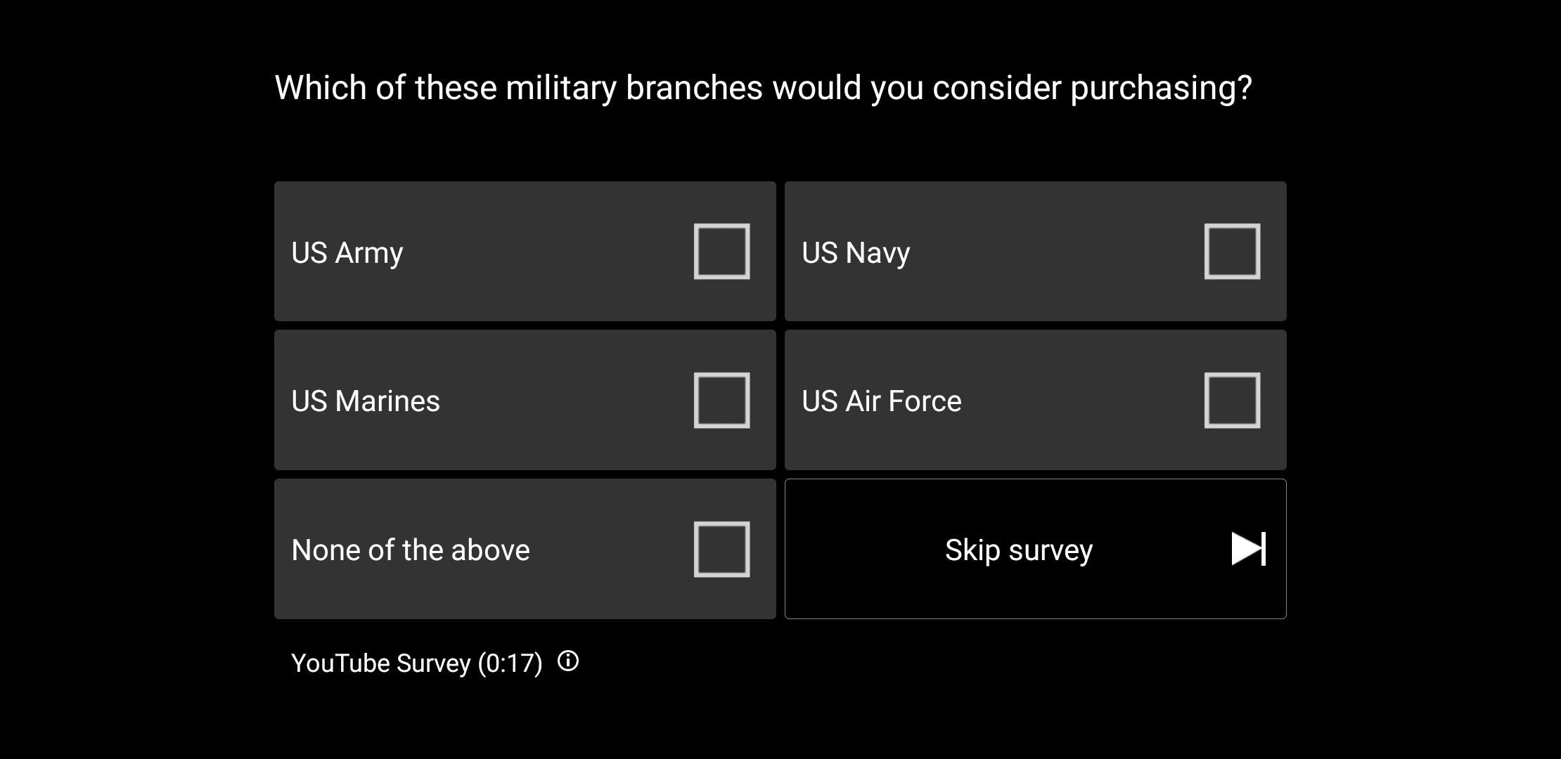 which of these military branches would you consider purchasing?