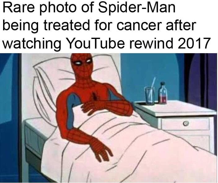 rare photo of spider-man being treated for cancer after watching youtube rewind 2017