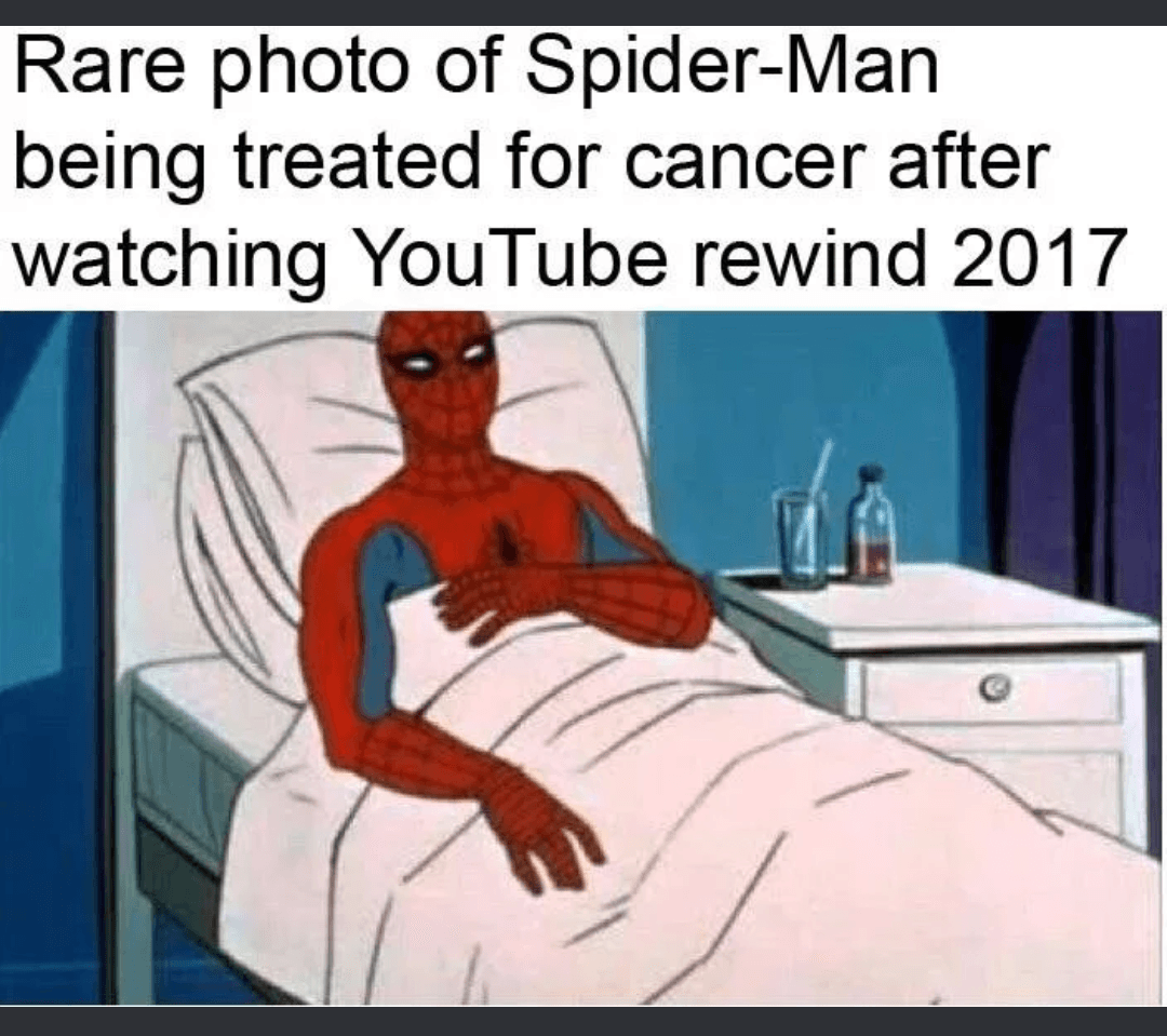 rare photo of spider-man being treated for cancer after watching youtube rewind 2017