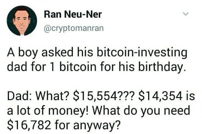 a boy asked his bitcoin-investing dad for 1 bitcoin for his birthday.