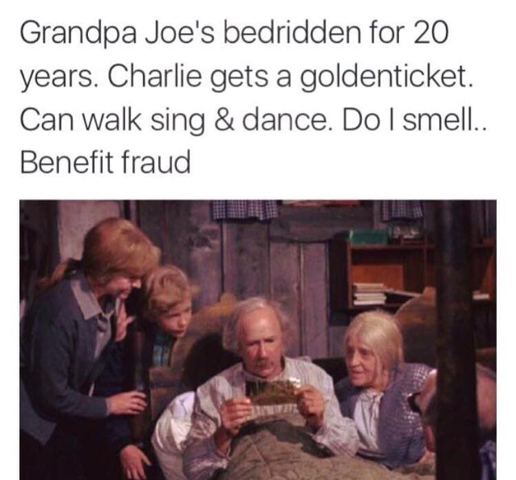 grandpa joe's bedridden for 20 years.