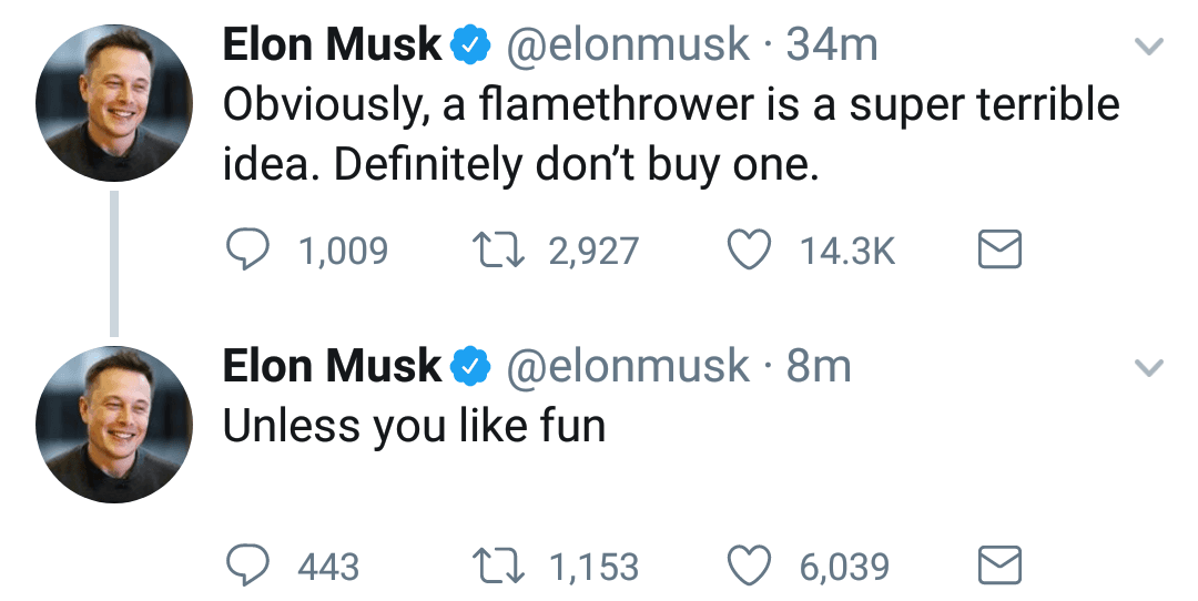 obviously, a flamethrower is a super terrible idea.