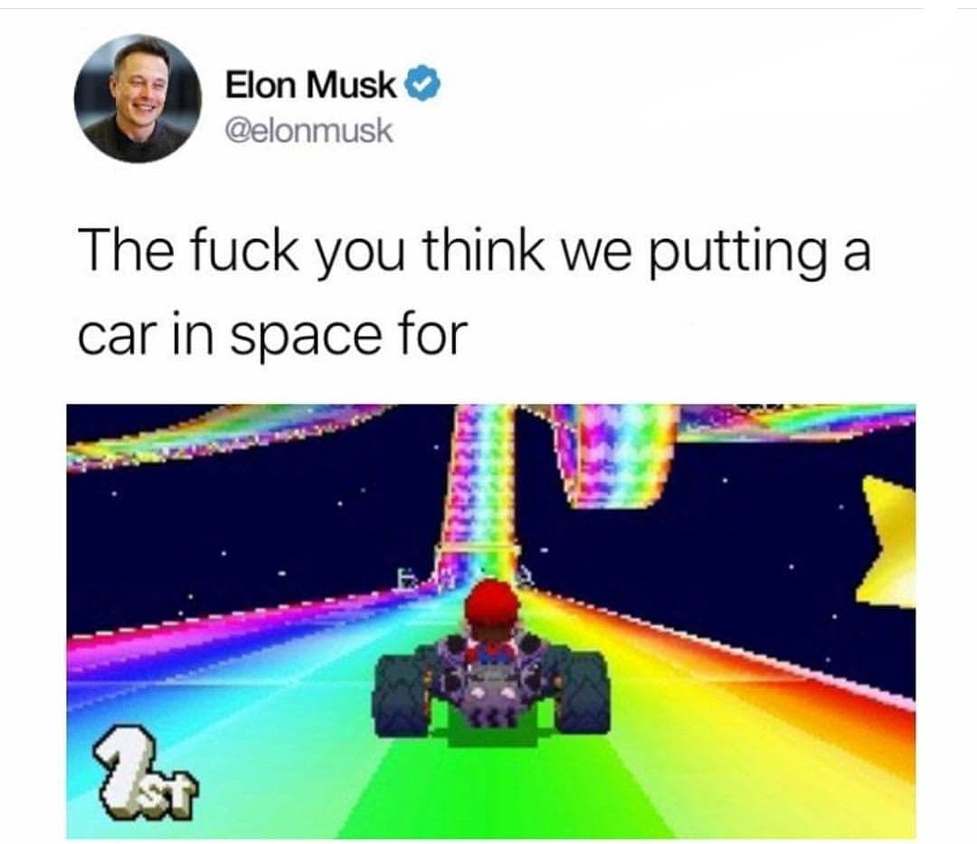 the fuck you think we putting a car in space for