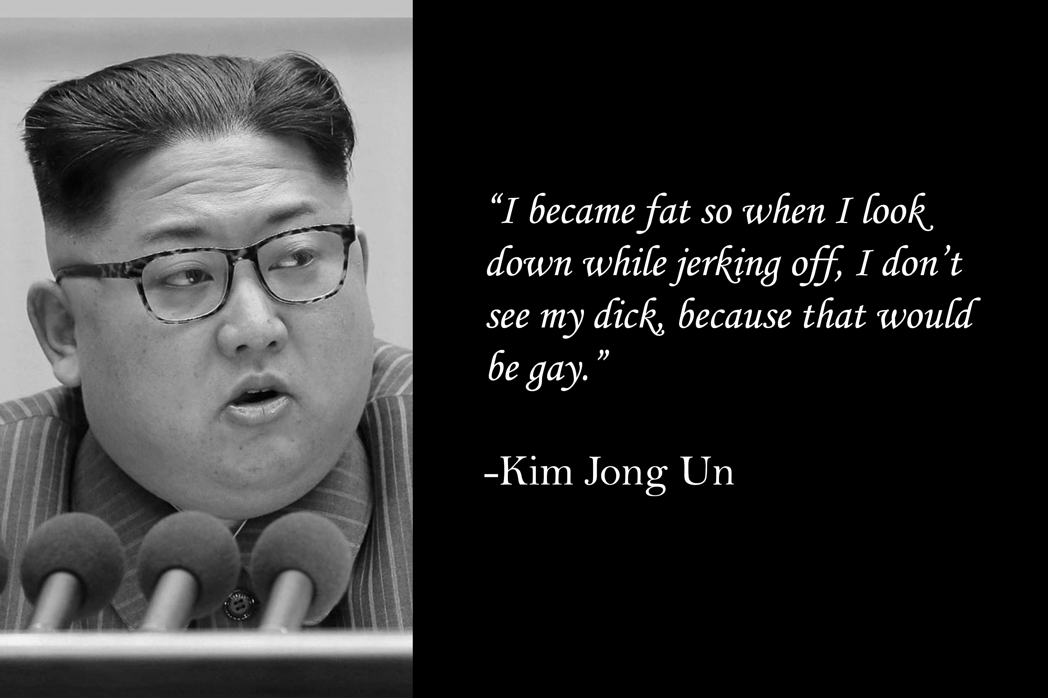 i became fat so when i look down while jerking off, i don't see my dick, because that would be gay.