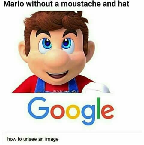 mario without a moustache and hat