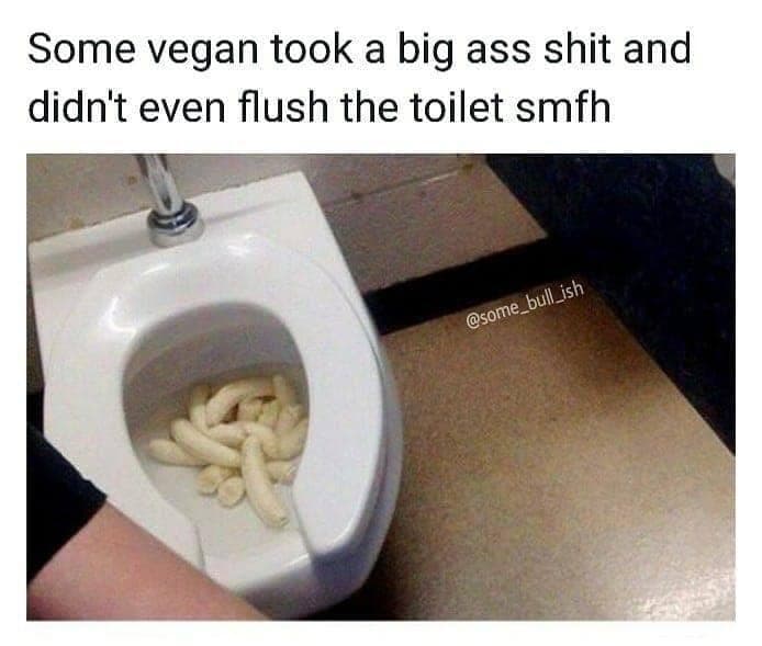 some vegan took a big ass shit and didn't even flush the toilet smfh