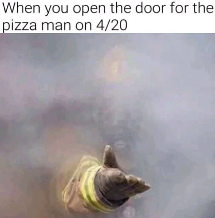 when you open the door for the pizza man on 4/20