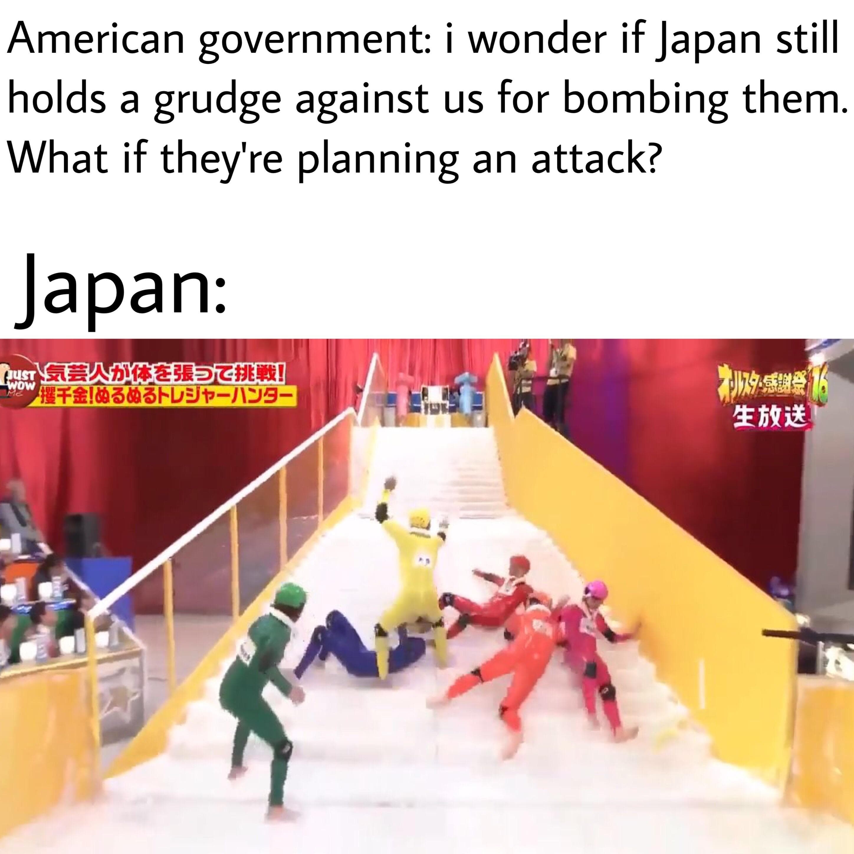 american government: i wonder if japan still holds a grudge against us for bombing them.