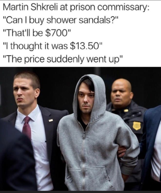 martin shkreli at prison commissary: can i buy shower sandals?